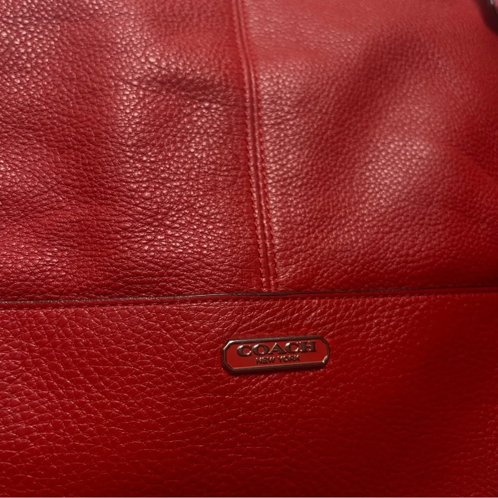 Coach 29898 RED COACH Park Patent Leather Carrie Tote Handbag Pebble Leather